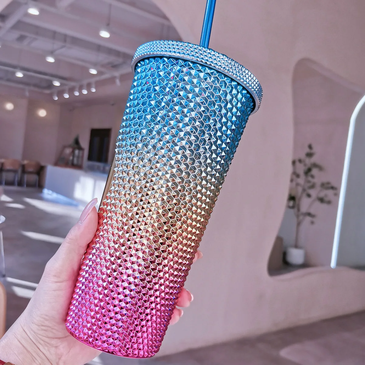 Double Wall Diamond Studded Plastic Tumbler Cups In Bulk Durian Cups