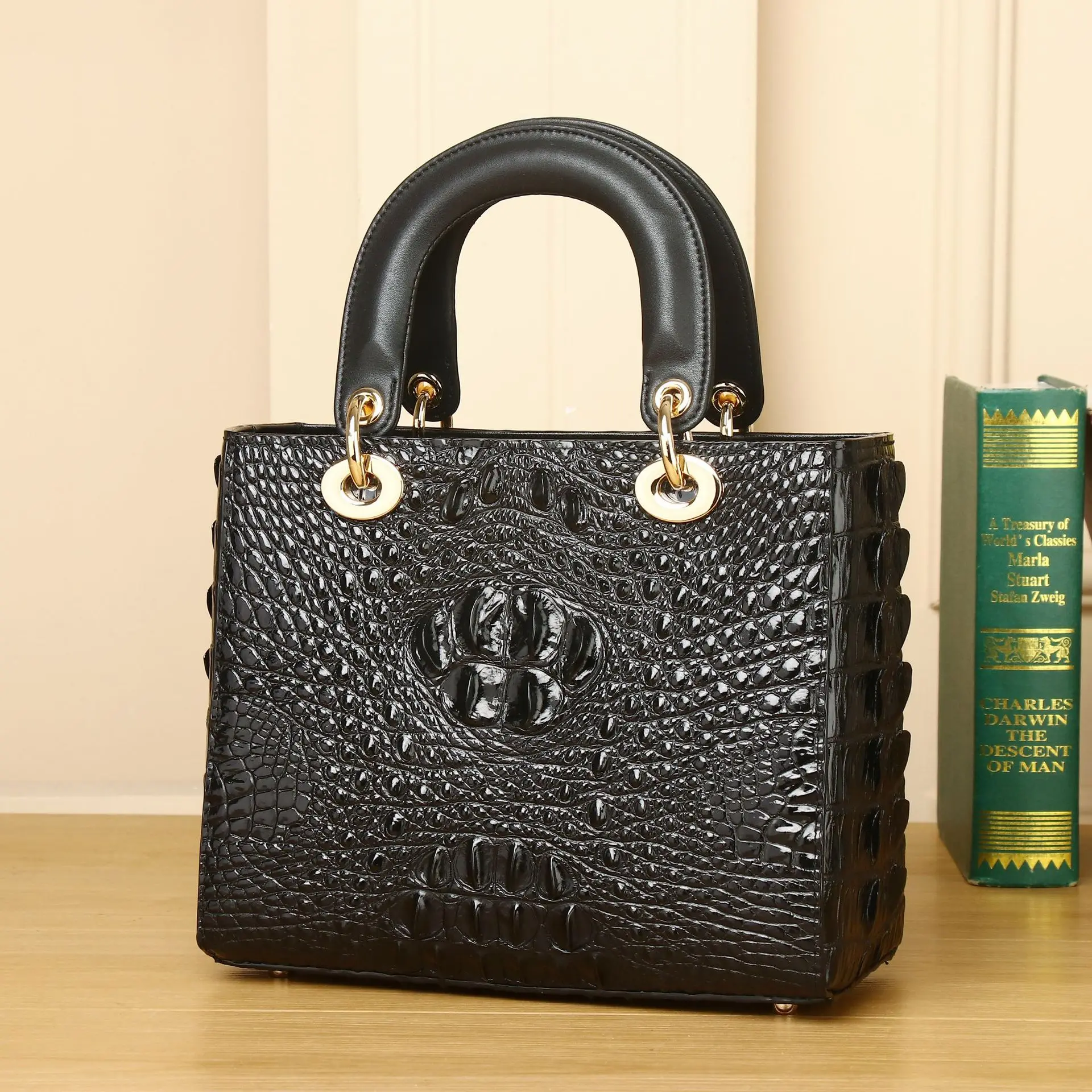 New crocodile bone pattern Princess Diana bag classic ladies handbag shoulder bag fashion women's bag factory dropshipping