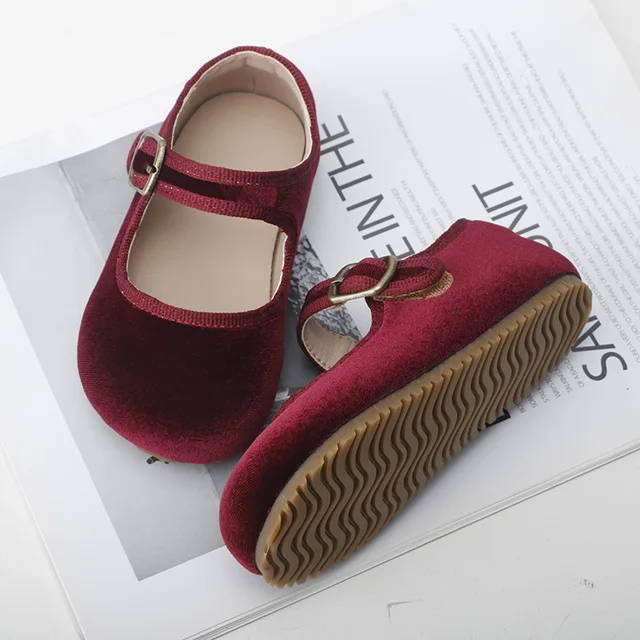 Children's casual shoes for Party Gifts kids school shoes Spring Autumn velour Mary Jane Girls Flat shoes Retro color - Image 6