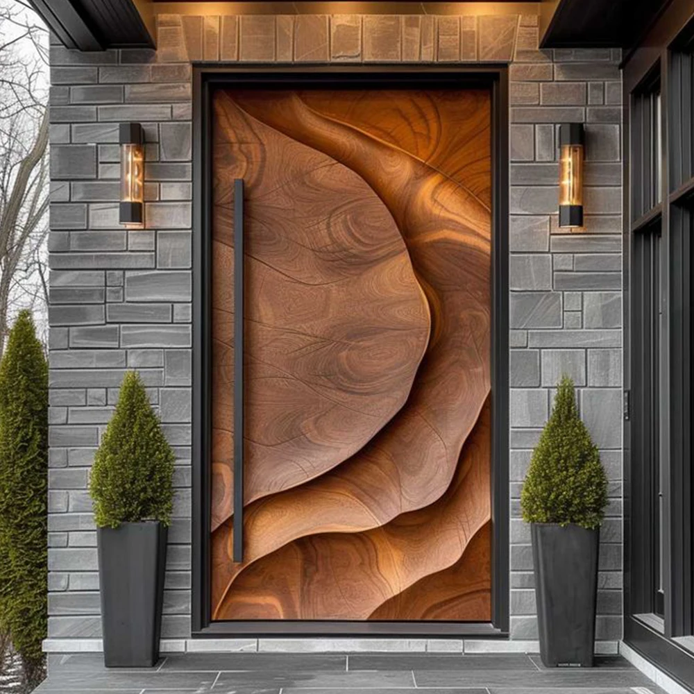 Luxury Extra Large Solid Wooden 3D Carving Design Modern Villa Exterior Pivot Front Main Entrance Wooden Door for Houses