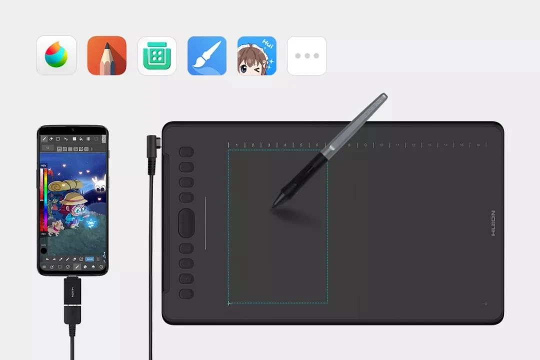 Factory Price HUION H1161 5080LPI Electronic Portable Graphic Tablet  Digitizer Digital Design Drawing Graphic Tablet