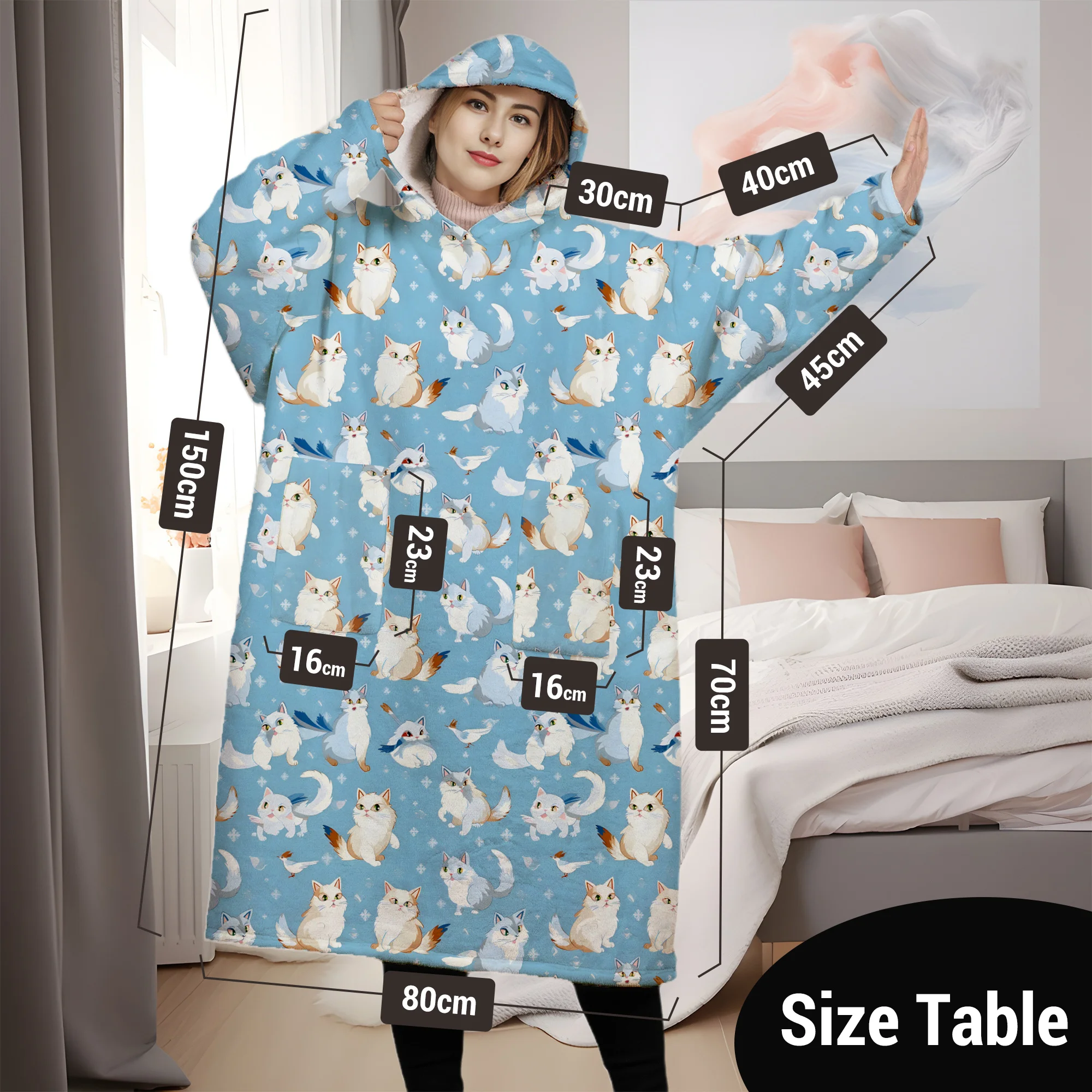 Luxury Oversized Hooded Wearable Sweatshirt Flannel Sherpa Custom