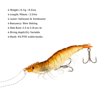CHEERY Wholesale 14.5g 9cm Slow Sinking Saltwater Luminous Artificial Fishing Lures Artificial Shrimp, Plastic Hardbody Lure – Hard Lure – view 4