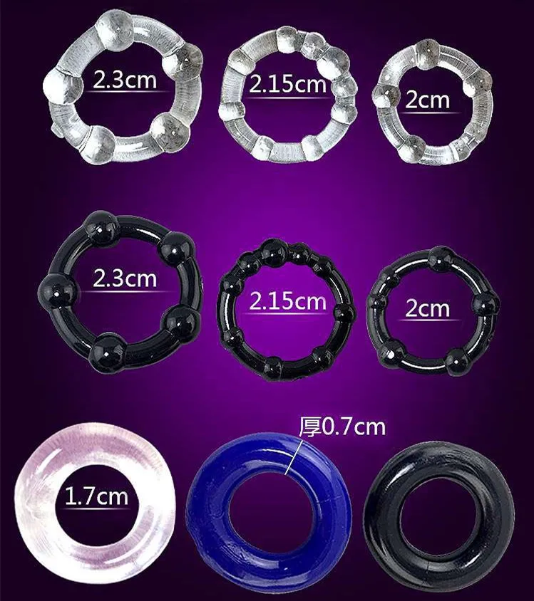 3 Pcs Genuine Stay Har d Penis Ring- Super Elastic Erection Enhancing  Beaded Cock Rings Set One Size Fits All