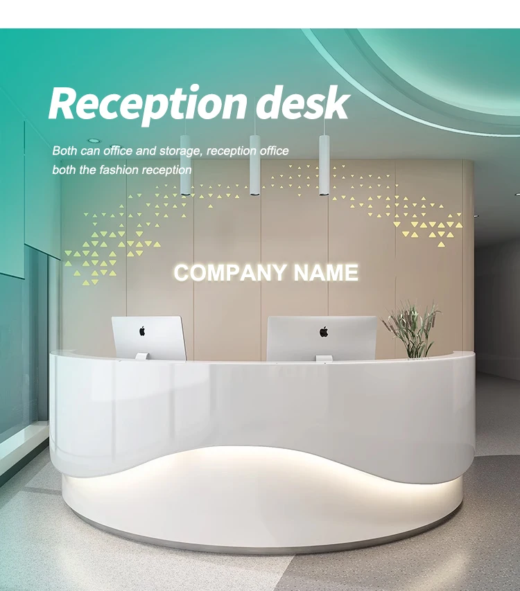 Modern White Half Round Reception Desk Beauty Salon Coffee Shop Front ...