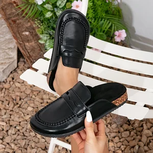 New Fashionable Women's Flat slippers Leather Sandals High-end Leather slippers