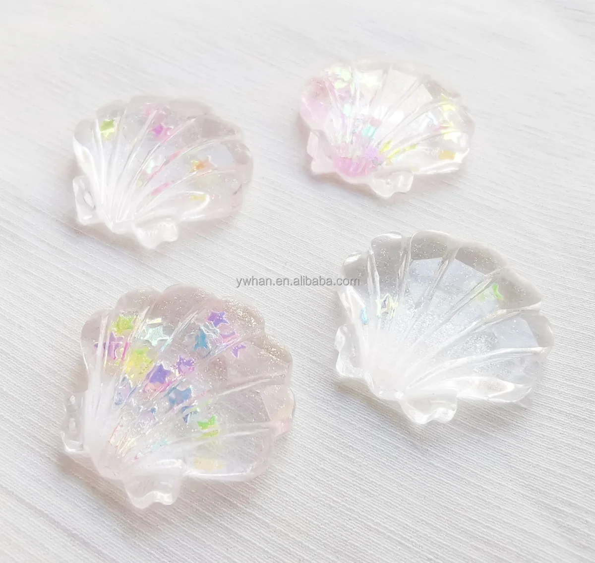 22mm White Transparent Clam With Sequis Resin Stone Glue On Garment As ...