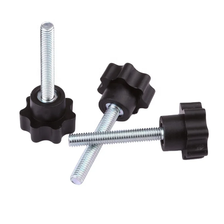 Plum blossom handle bolt black plastic head five pointed star handle screw M3-M8 machine screw