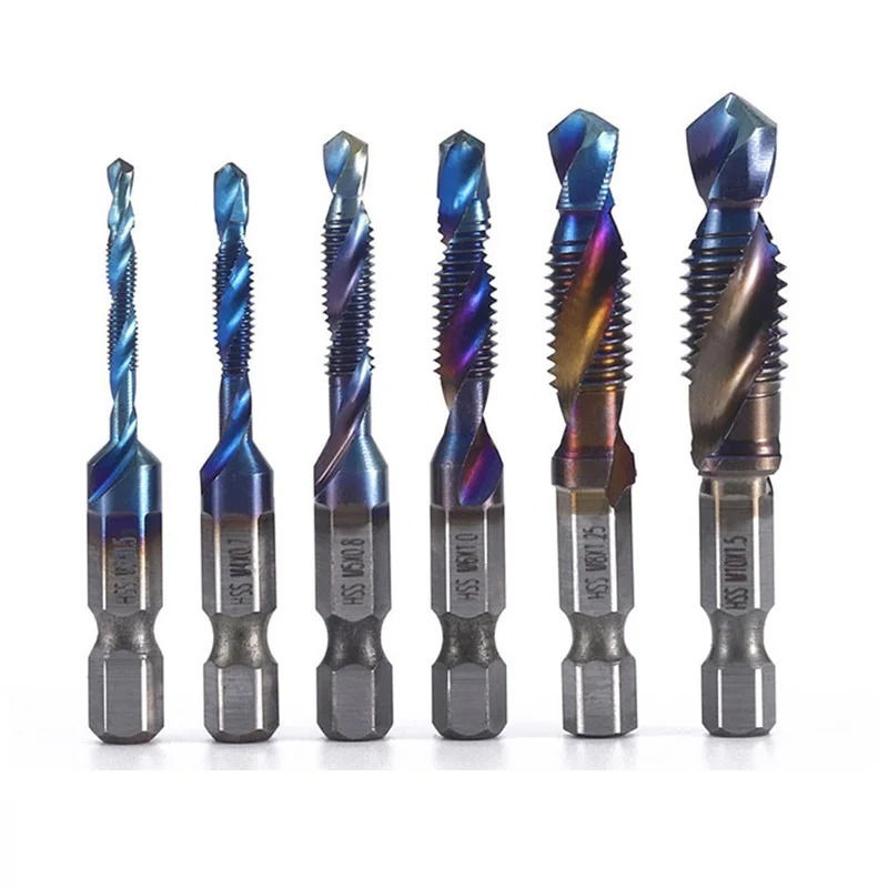 Metric Thread Tap Drill Bits Set Titanium Plated Hss Screw Thread Bit