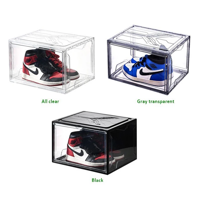 Clear Plastic Shoebox Stackable Sneaker Shoe Storage Boxes Transparent