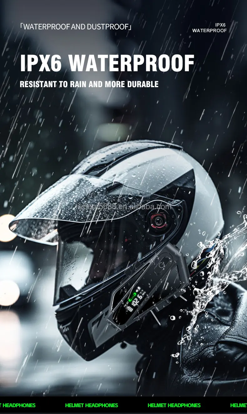 product tiypeor motorcycle helmet bt walkie talkie headset cvc noise reduction oneclick wake up voice assistant led lighting fm function-7