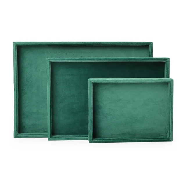 Amino Popular green Velvet Jewelry Ash Trays Slotted Ring Necklace Bracelet Packaging Trays Serving Trays