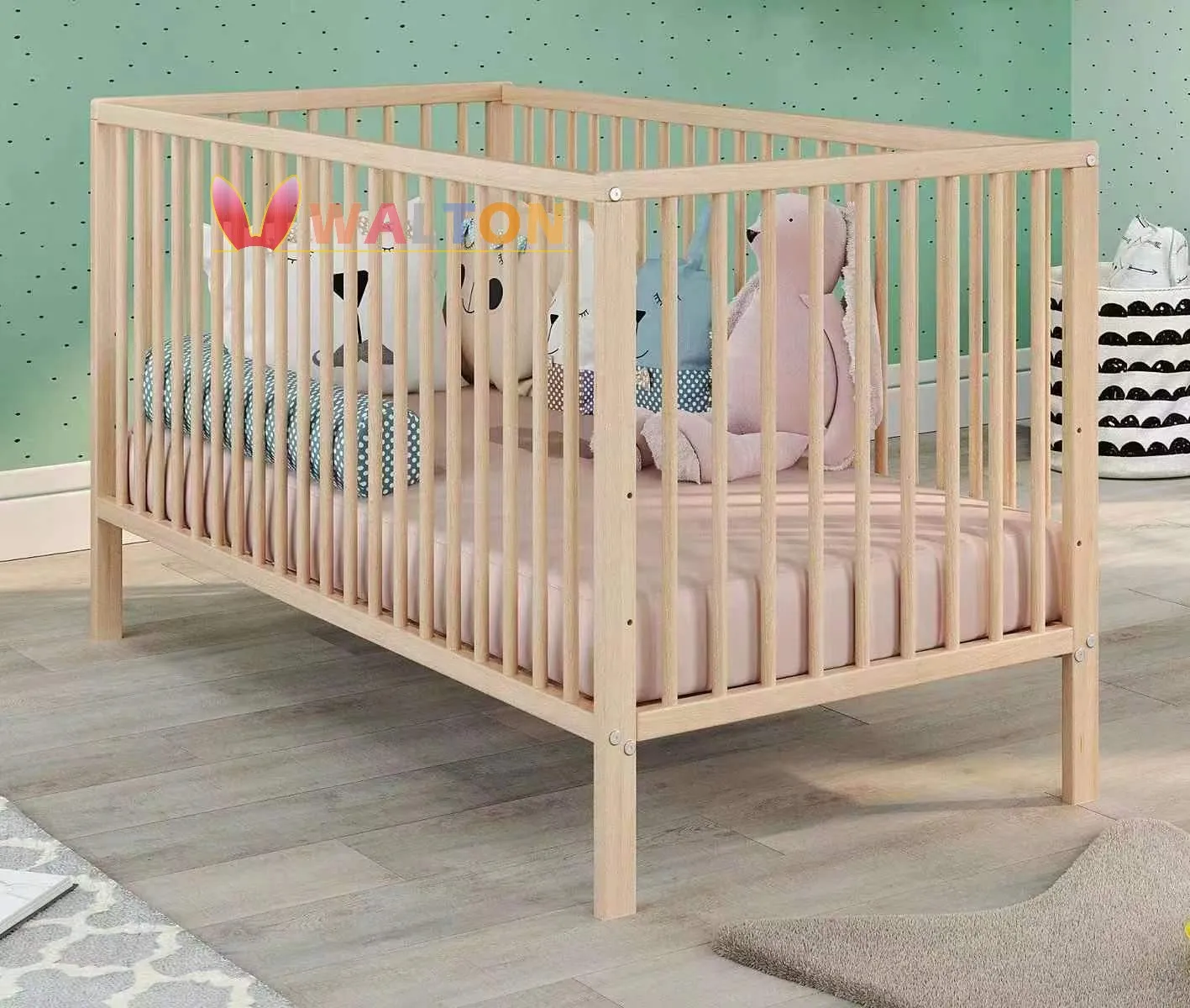 Newborn Nursery Crib Wooden Baby Cot Baby Cribs Children Bed Pine Wood