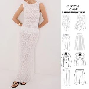 OEM Custom White Layered Lace Skirt Tiered Ruffles Maxi Long Skirt Casual Female Two Piece Sets for Women