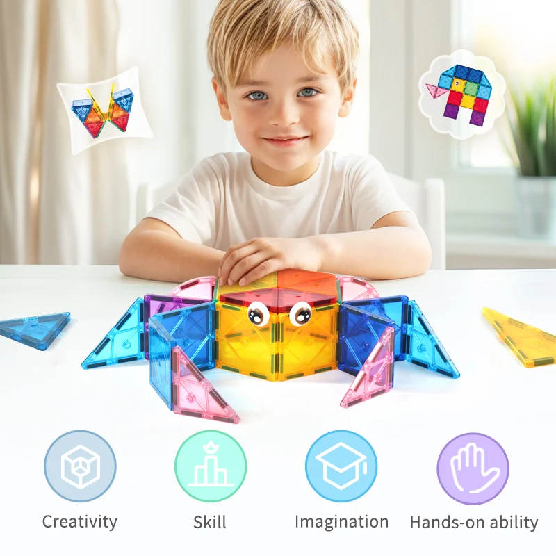 40PCS Custom ODM OEM  Creative Wisdom Connector Plastic Magnetic Building Blocks for Toddlers