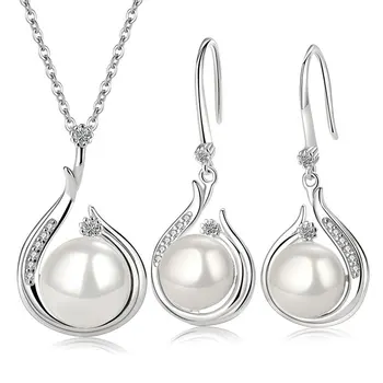 Superior charm simulation freshwater pearl necklace full of pendant ear hook jewelry set