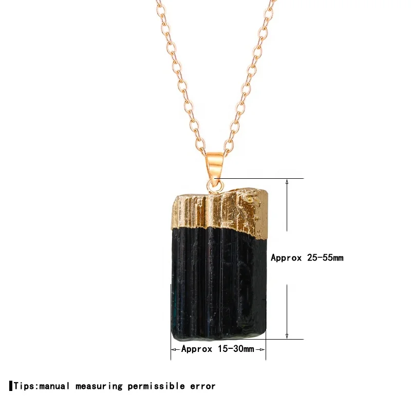 Natural Raw Black Tourmaline Semi-precious Gemstone Drop Style Pendant -  3.5cm - 4cm - OrientalDirect.co.uk