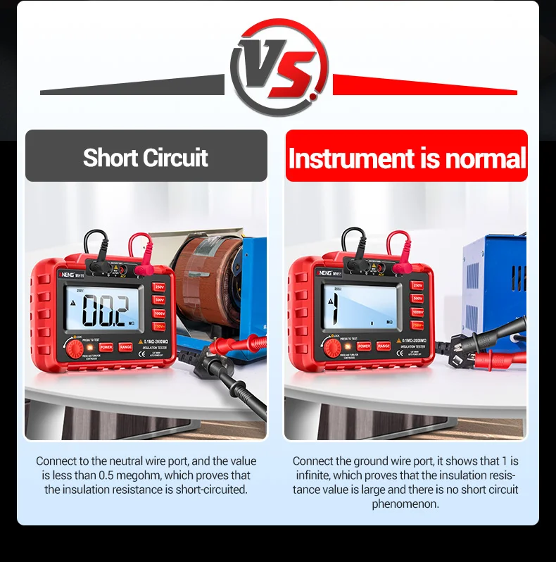 ANENG MH11 Insulation Earth Resistance Tester Digital Ground Resistance Meter Ohm Voltage Tester Megohmmeter 1999 Count