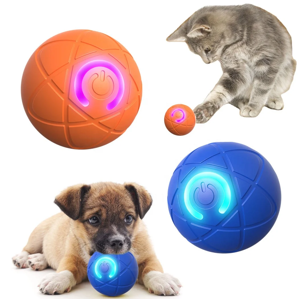 Small Smart Rolling Bouncy Jumping Dog Ball Toy Funny Electronic Balls TPR PC Interactive Modern Pet Puppy Toy Box Automatic