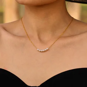 Trend Jewelry 18k Gold Plated Clavicle Chain Chokers Beads Pearls Necklace Dainty Shell Beads Pendant Necklaces for Girls Women