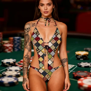 Women's New Fashion OEM Eco-Friendly UV Protection One-Piece Swimsuit Beachwear Minimum Order 1 Piece Front Logo Print