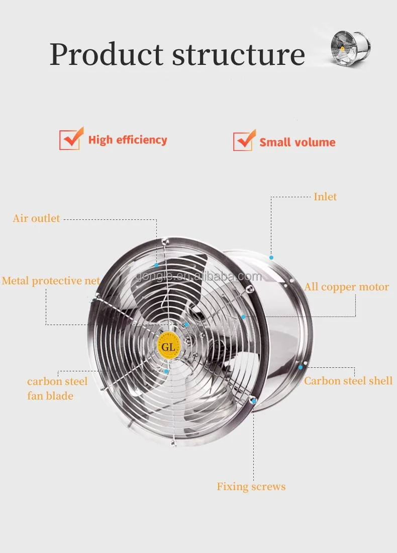Large Airflow Axial Fan, 500mm, Aluminum - detail 2