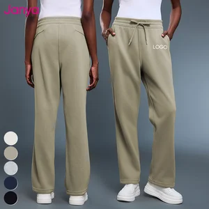 Janya Women's Drawstring Elastic Waist Sports Jogger Pants Loose Casual Warm Fleece Sweatpants with Straight Wide Leg for Autumn