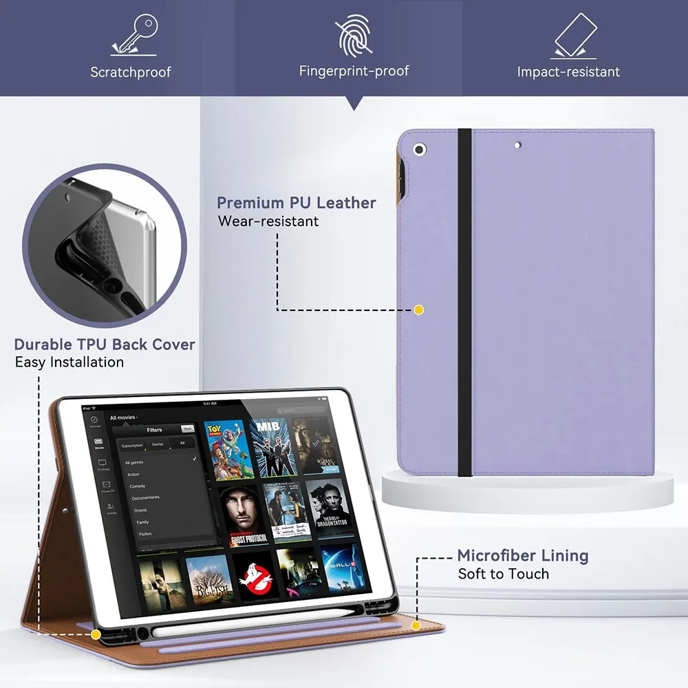 product laudtec pu leather tablet cases multi angle stand with pencil holder card pocket shockproof cover for ipad 10th gen 109 pbk327-4