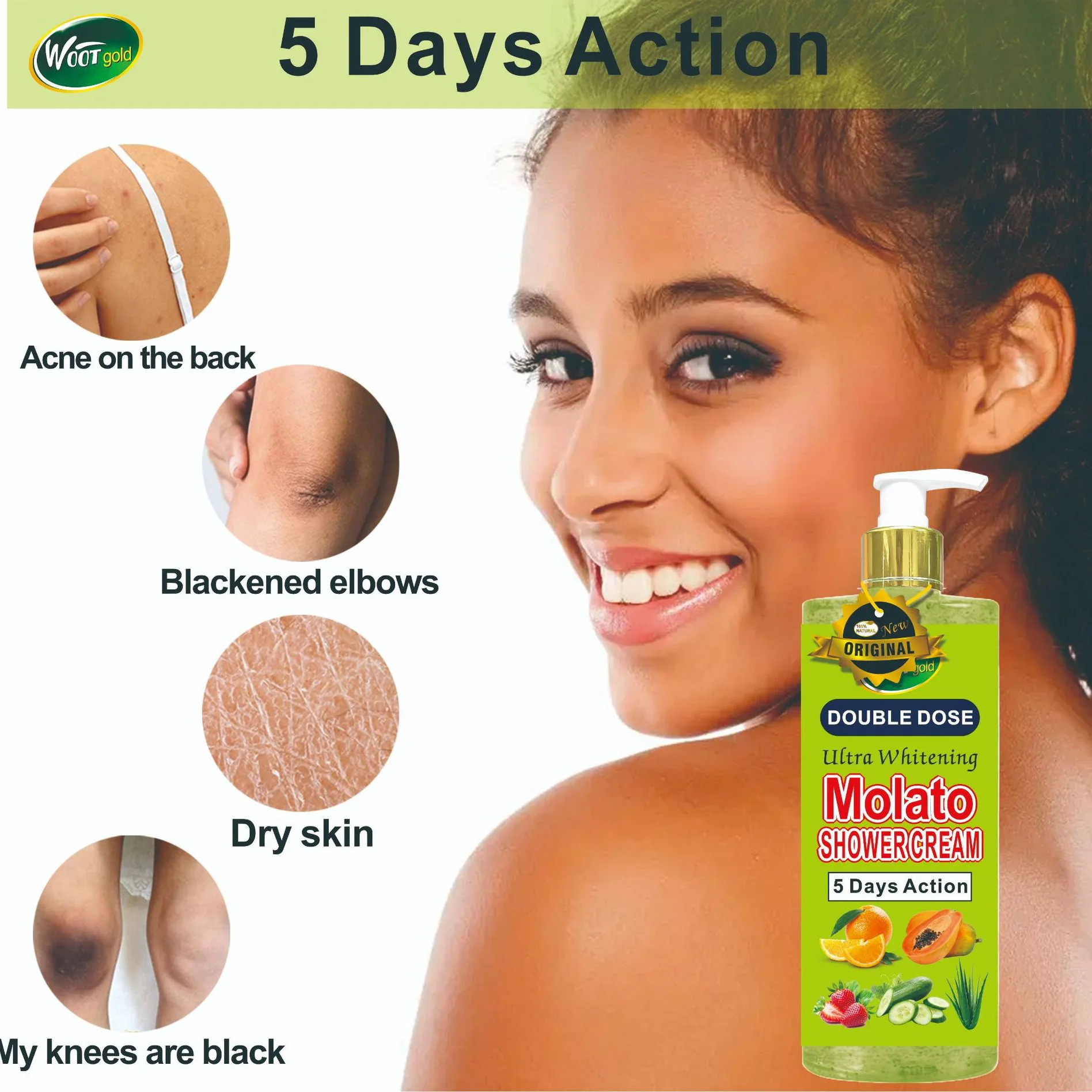 Gel Douche éclaircissant MOLATO RAIJA - Action Rapide 500ml - Senteur Vanille - Neuf