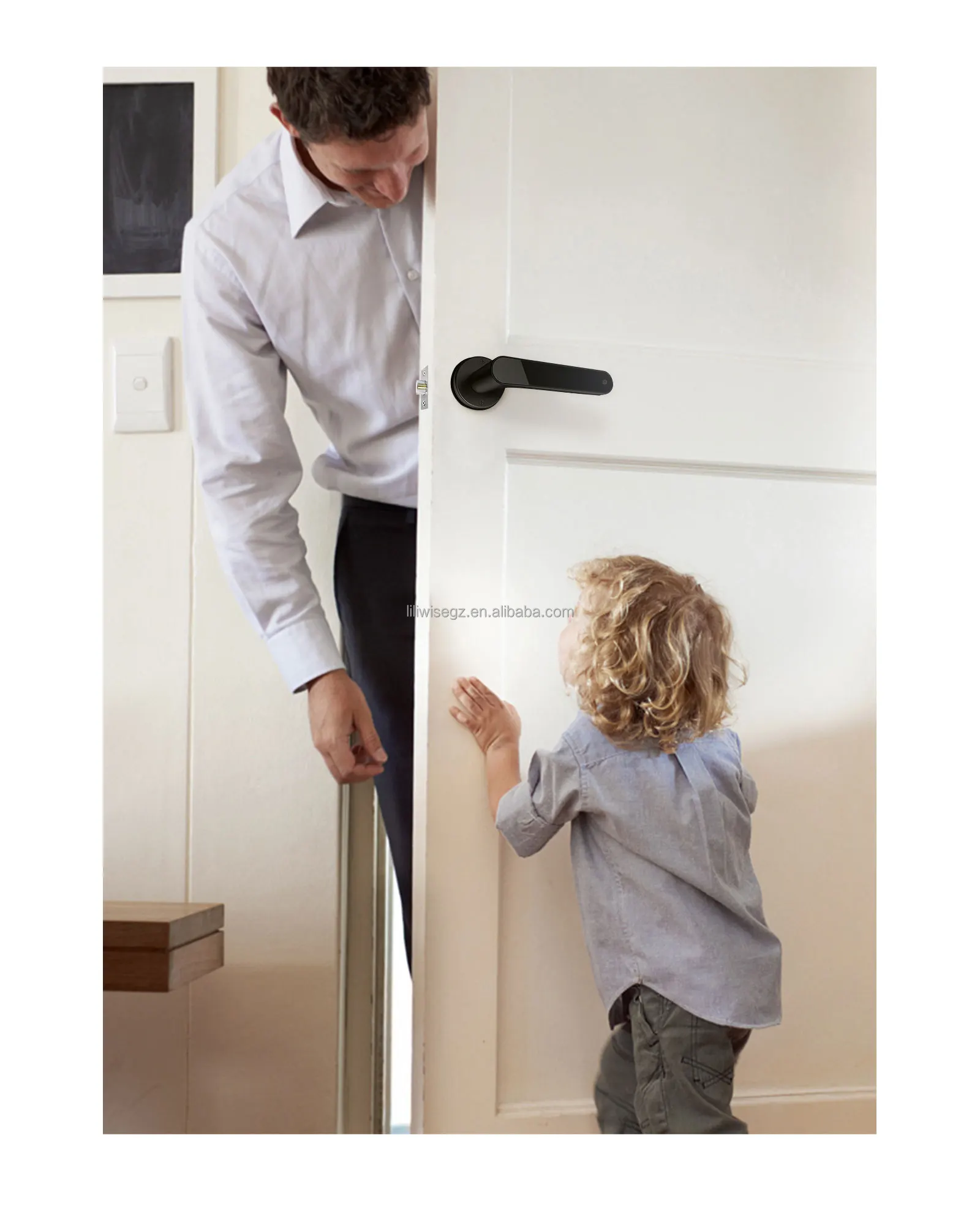 Smart Handle Lock with 6V Battery MF1 Card and 35~65mm Fit Electronic Door Lock for Secure Access 5