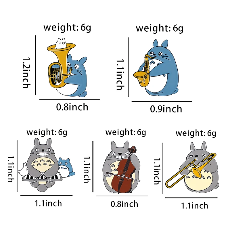 Custom Cartoon Music Instrument Enamel Pins - Saxophone, Cello