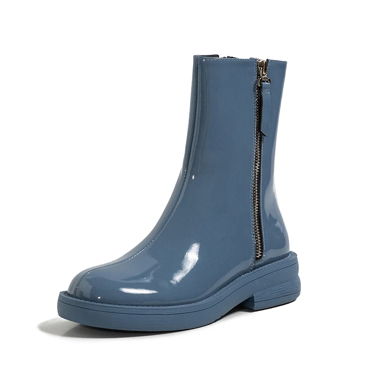 blue flat boots ladies