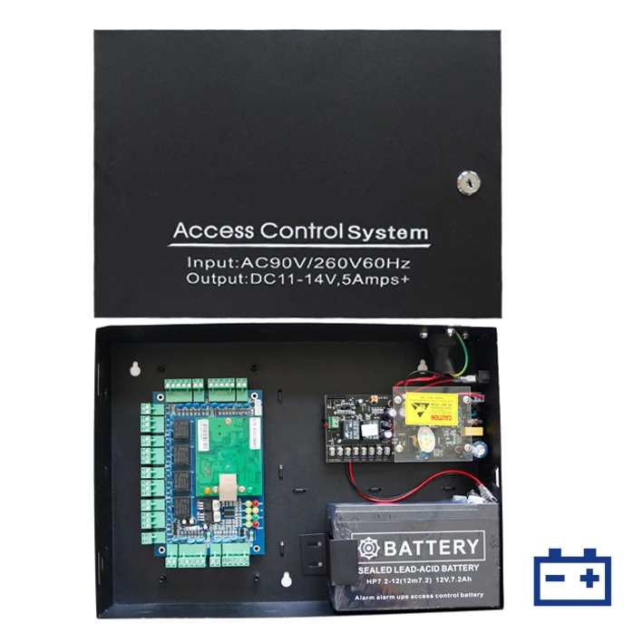 2 Door Access Control Panel Board w/ Power Supply Box 12V 7AH Battery Incl Locks 