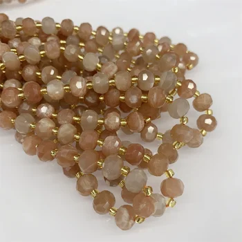 6x8mm Natural Stone Beads Rondelle Faceted Crystal Beads Wheel Gem Jasper Spacer Bead DIY for Making Bracelet Necklace