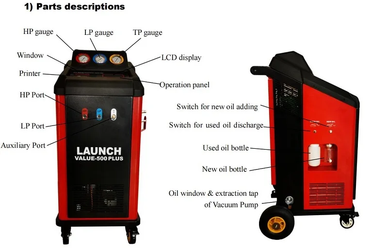 R134A AC Recovery Recycling Recharging Machine Launch Value-500 Plus Automotive AC Machine From Smartsafe Factory
