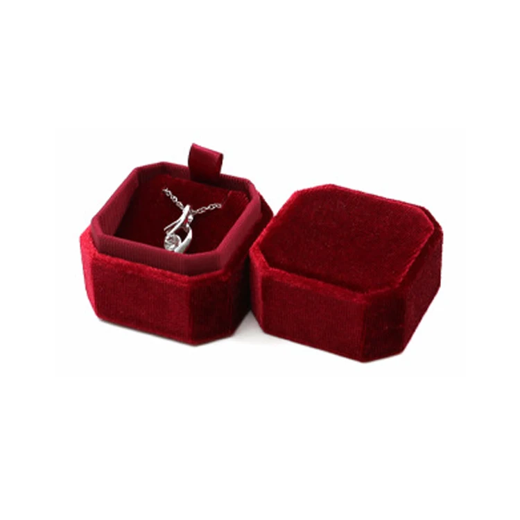 Vintage Red Velvet Octagonal Pendant Ring Necklace Pendant Jewelry Box Luxury Jewelry Creative Gift Packaging