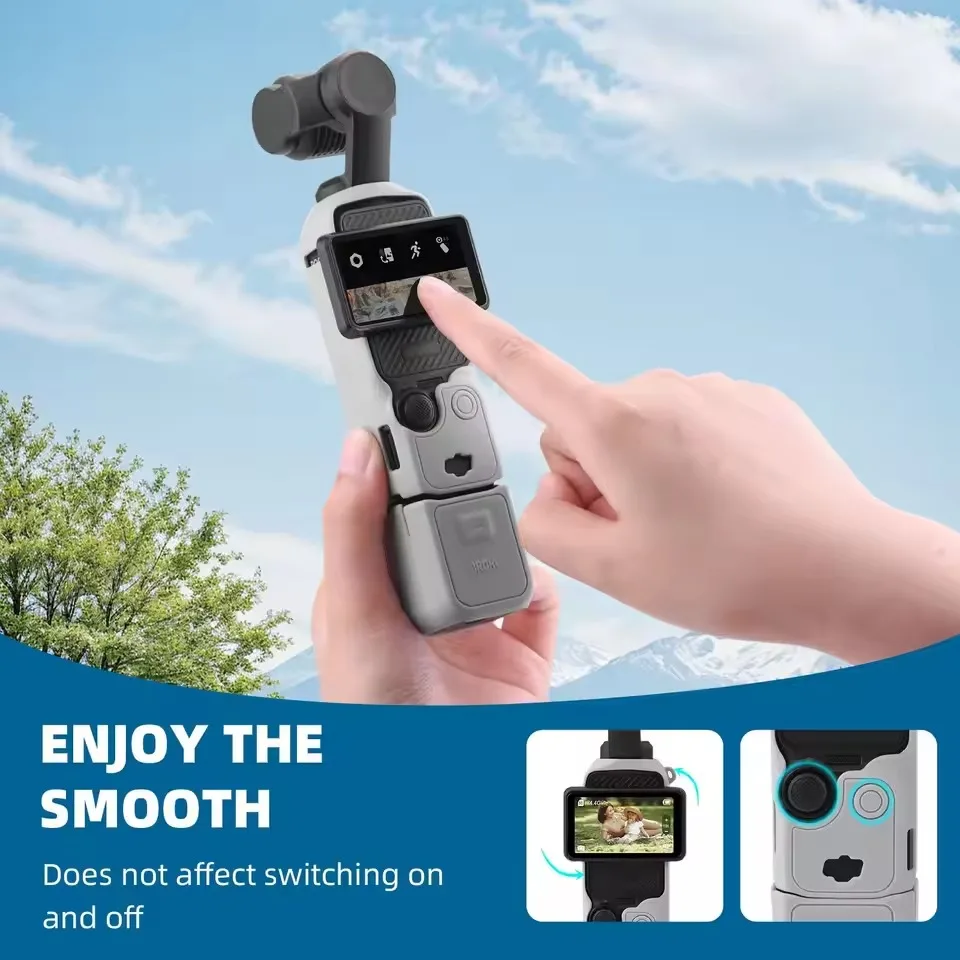 product laudtec for dji osmo pocket 3 silicone protective case lens screen cover shockproof hand strap sports camera accessory sjk1083-6