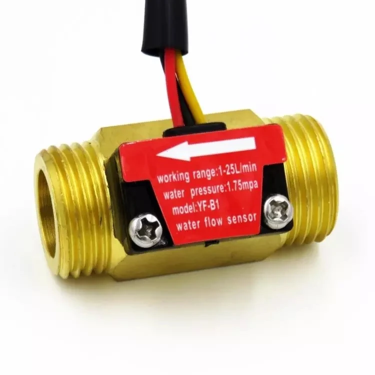 Water Flow Sensor Yfb1 Copper G1/2" Thread Hall Effect Water Liquid Flow Sensor Flow Meter