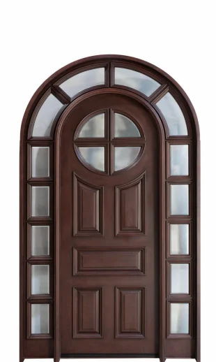 Solid Wood Entry Front Doors Gate Exterior Wood Main Door With Smart Lock