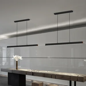 Modern Indoor Black Linear Ceiling Lamp Steel Hanging Chandelier Lights 1.2m Home Office LED Linear Pendant Lighting Fixture