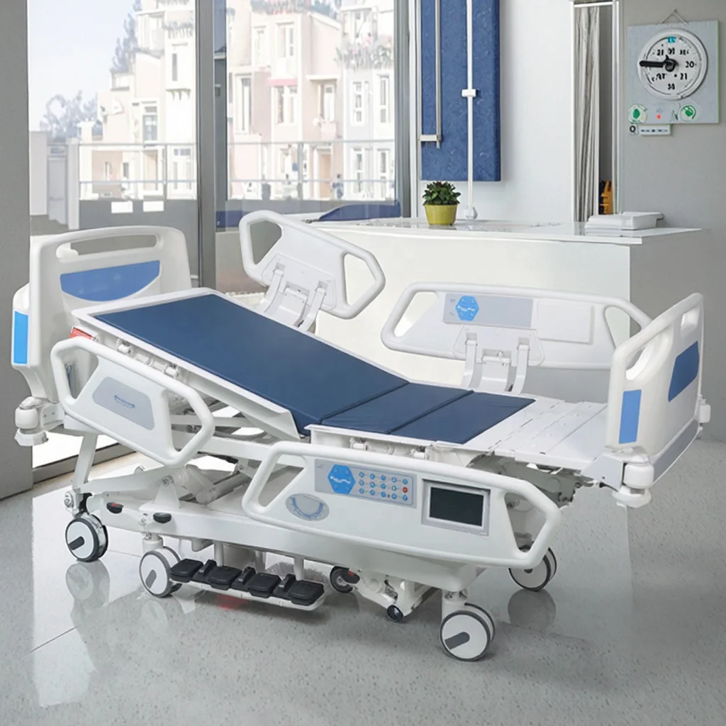 Professional Modern Electric ICU Patient Care Hospital Bed Multiple Motor Adjustment Medical Side Rails for School Hotel Use 4