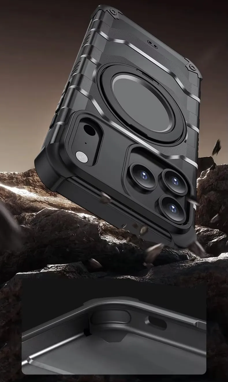 product for iphone 17 pro max case with rotating metal kickstand military grade drop proof  anti fingerprint protective cover-6