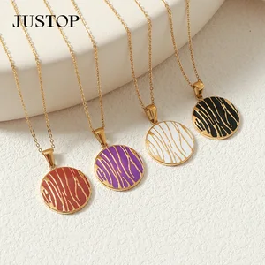 Stainless Steel Dripping Oil Round Coin Pendant Charm for Jewelry Necklace Accessories Wholesale  Logo Make Link Chain