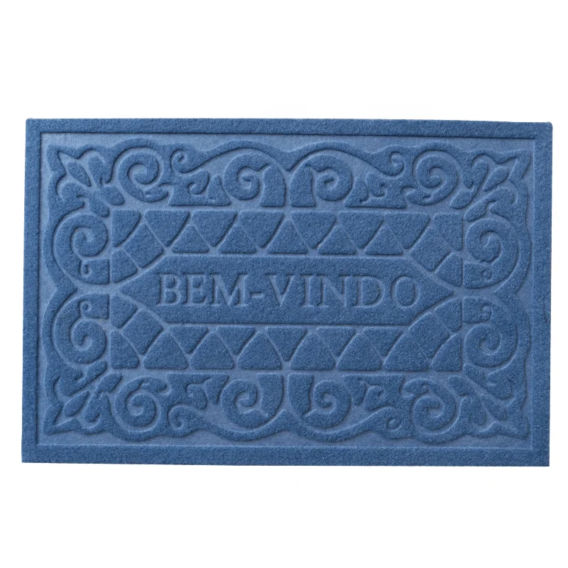 Embossed velour anti slip door mats