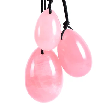 Natural Women Yoni Eggs Pink Rose Quartz Set of 3 Jade Yoni Eggs Massage Stones Crystal Yoni Egg for Training Muscles Kegel