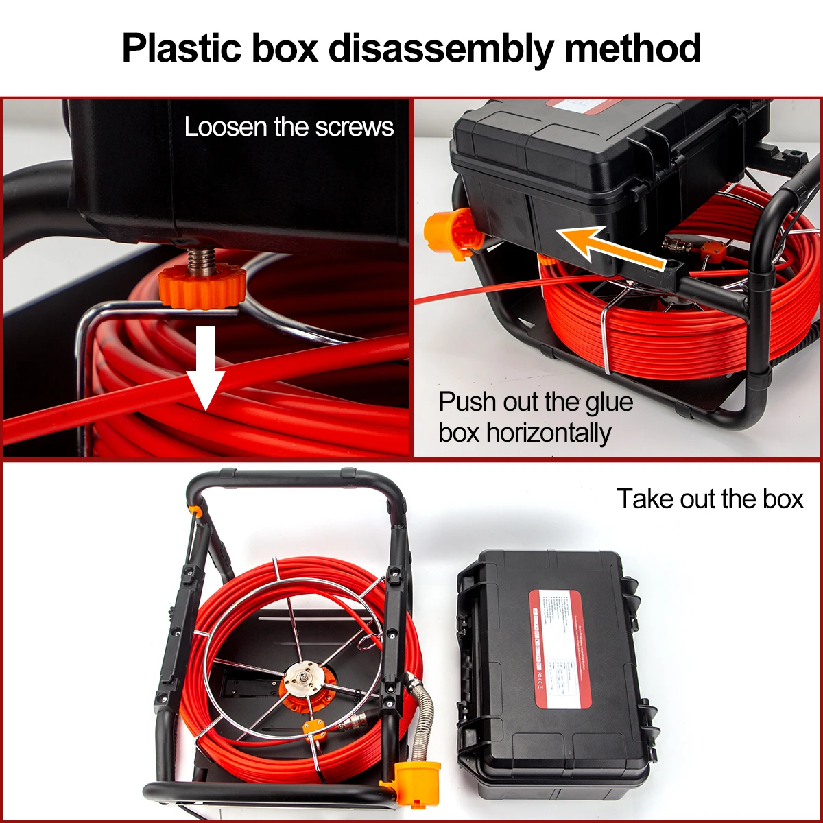 Sewer Camera 10.1Inch HD1080P Touch Screen 512Hz Sonde/Transmitter Pipe Inspection Camera 16GB Card Video&Audio Recording&Meter Counter