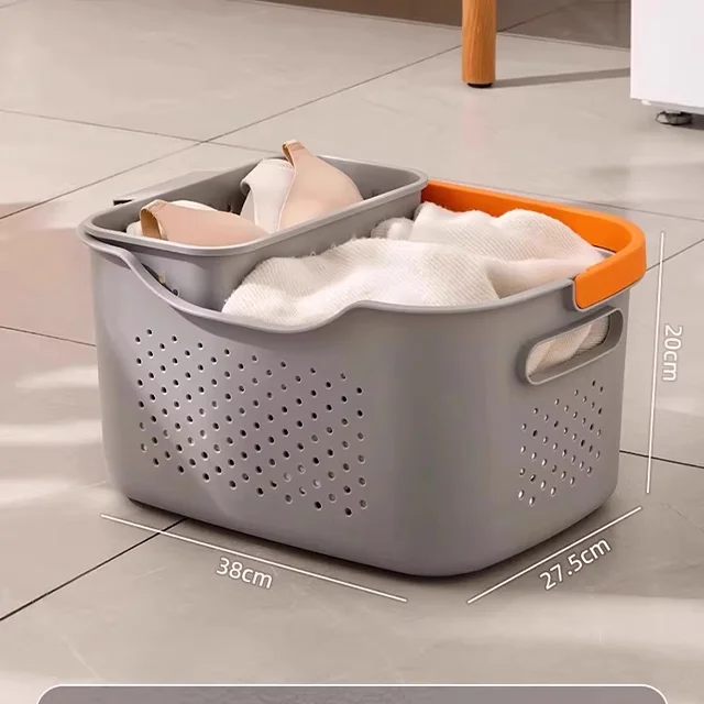 High Quality Large Rolling Laundry Hamper Plastic Storage Basket with Stand for Wardrobe Use and Clothing Storage details