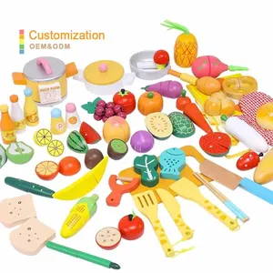 Wooden Baby Simulation Fruit and Vegetable Magnets Cut to See Children's Magnetic Cut and Play Kitchen Play House Toys