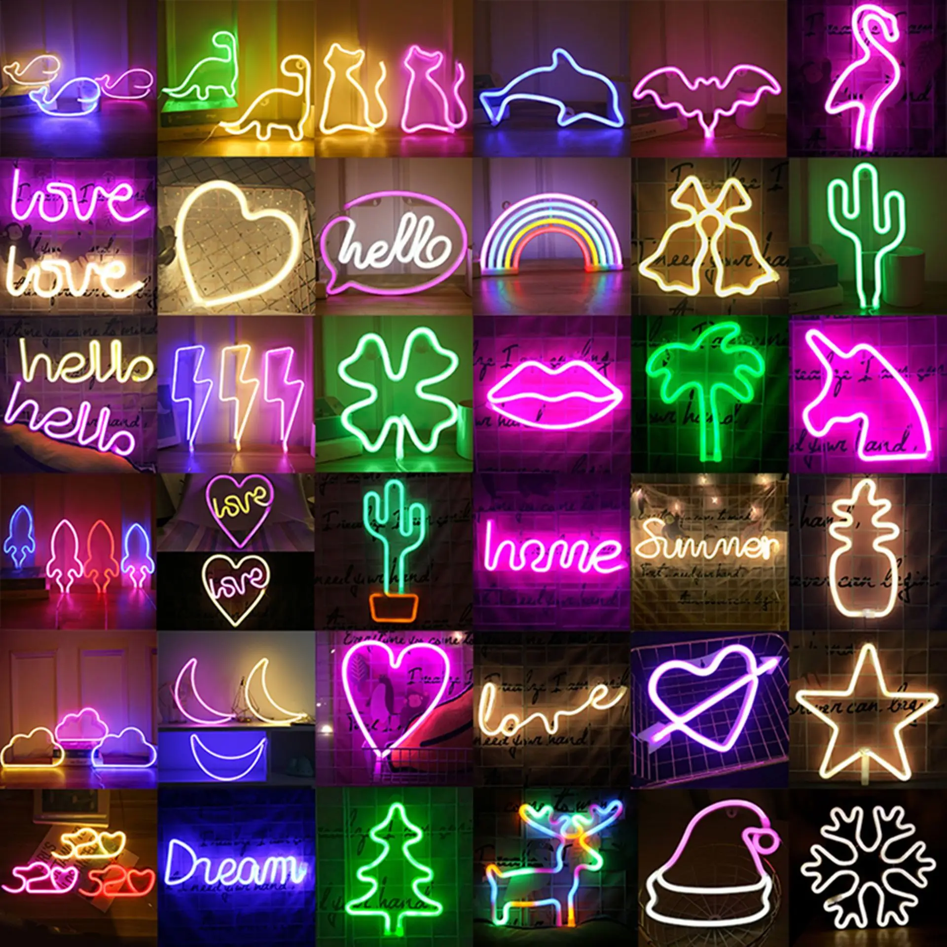 Wall Art Sign Bedroom Decoration Rainbow Hanging Fashion Custom Neon Animal Lights Night Lamp Led Light for Home Party