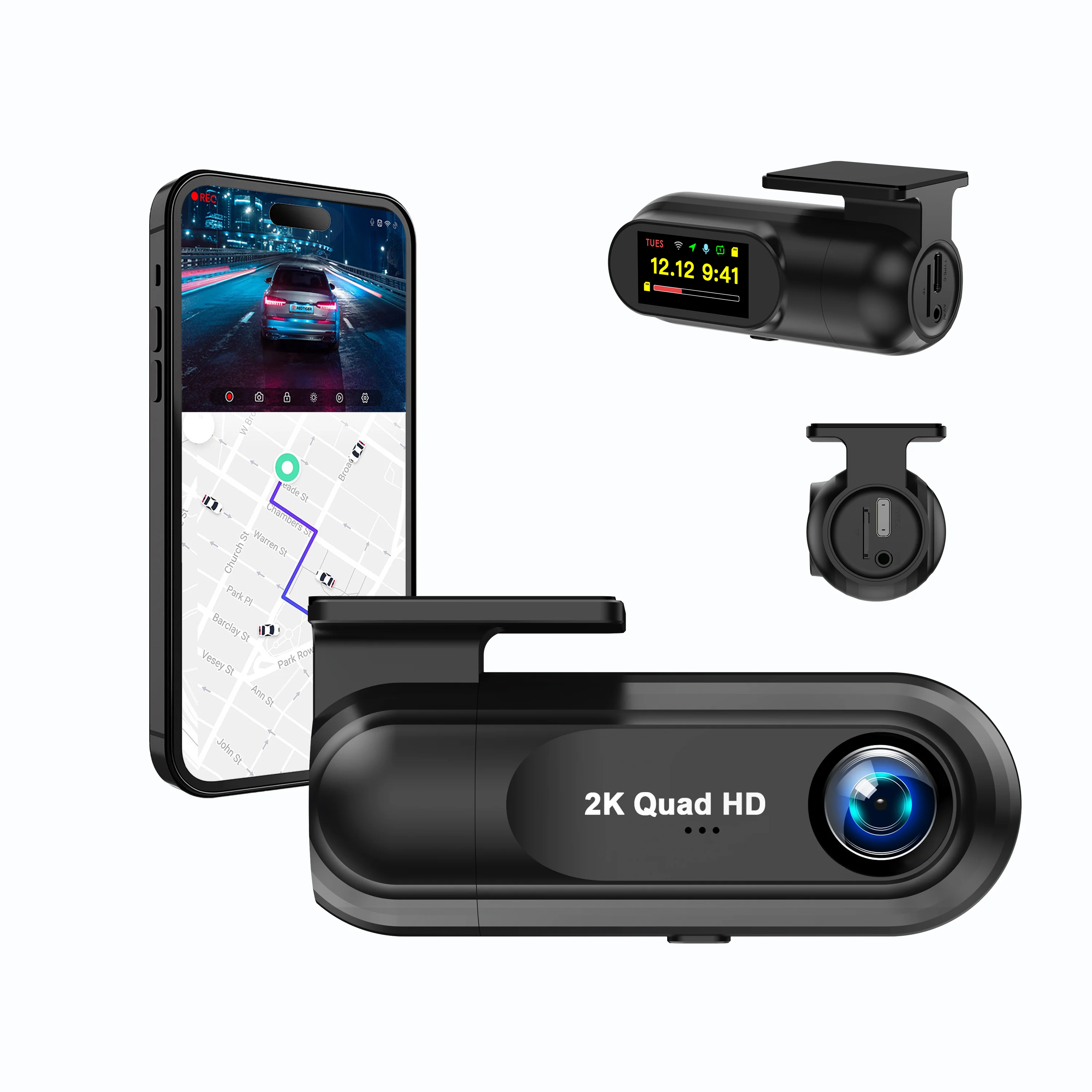Mini Vehicle Camera Recorder 2K Dashcam ADAS System Dash Camera with GPS and Wifi Loop Recording Emergency Recording